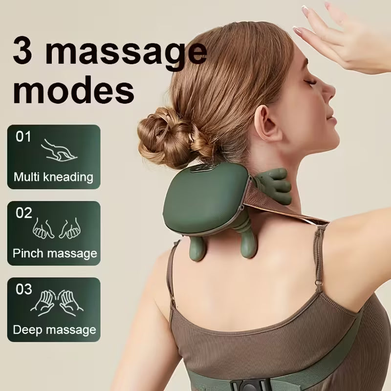 USB Rechargeable Deep Tissue 8-Claw Massager – Wireless 5D Kneading Neck, Shoulder & Full Body Massager with Heat
